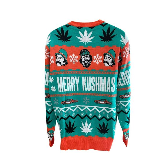 NWT Cheech & Chong Merry Kushmas Ugly Christmas Sweater Size Large - Picture 2 of 6